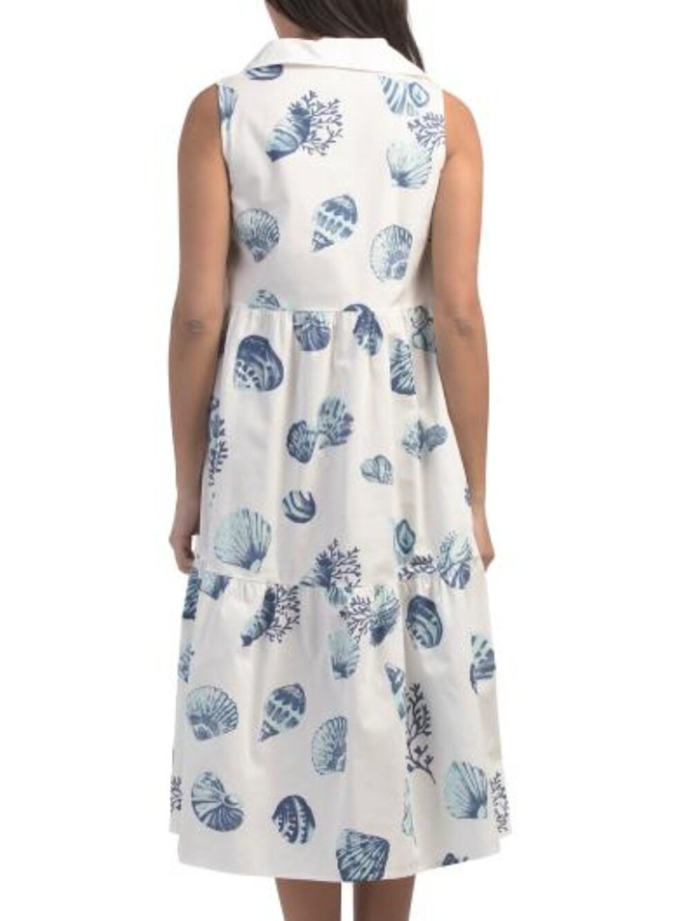 BELLAMBRA Made In Italy Sleeveless Tiered Dress Blue White NWT